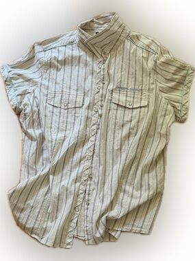 Harley-Davidson Women's Beige Yellow Plaid Short Sleeve 1W Button-Up Biker Shirt